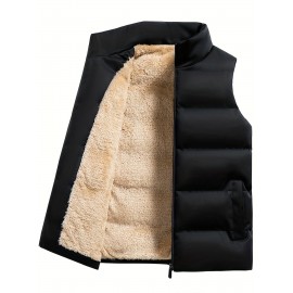 Men's Warm Fleece Stand Collar Winter Vest For Outdoor Activities