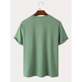 Men's Stripe Loose Casual T-Shirt, Summer Male Clothing