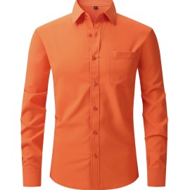 Men's Dress Shirt, Long Sleeve Button Down Lapel Slim Fit Classic Shirt For Business Best Sellers